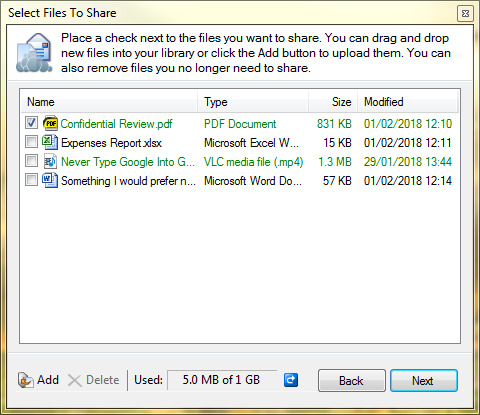 Select Files To Share